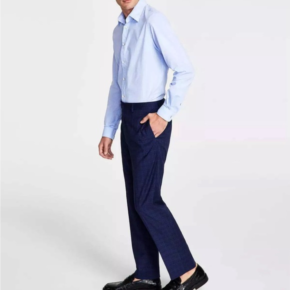 Calvin Klein Men's Slim-Fit Stretch Dress Pants Blue/Black Plaid 38x32 New Tags - Picture 7 of 9